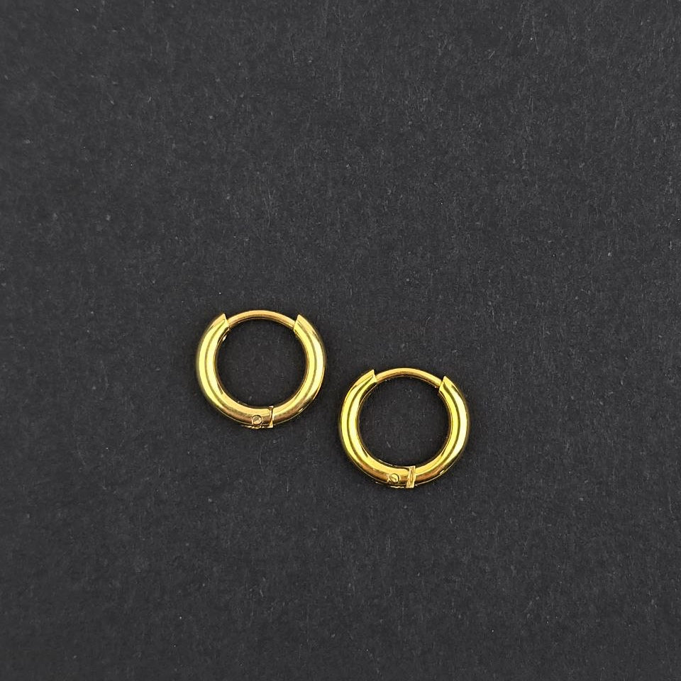 Gold Earring Hoops, 12mm