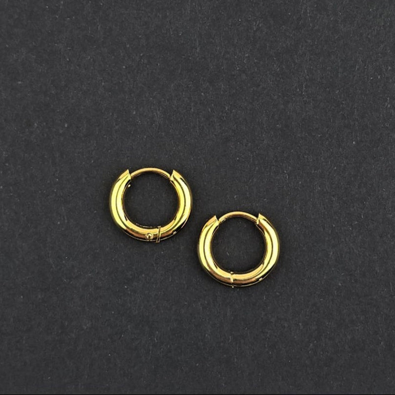 Gold Earring Hoops, 13.5mm