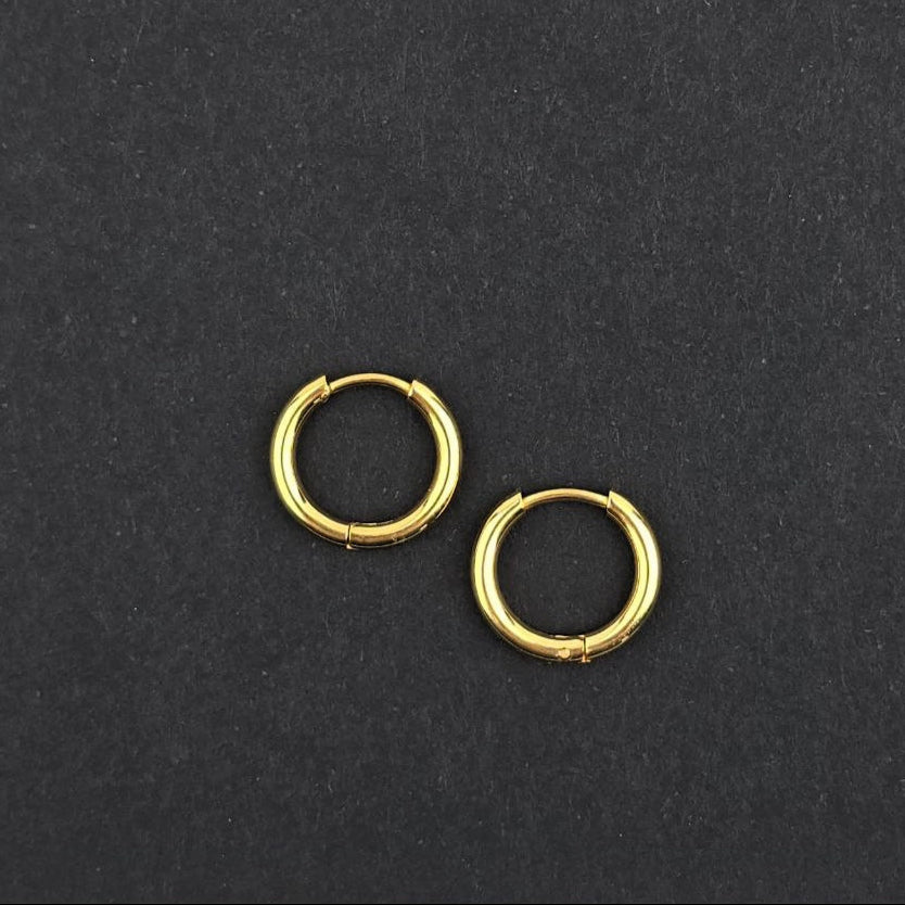 Gold Earring Hoops, 14mm