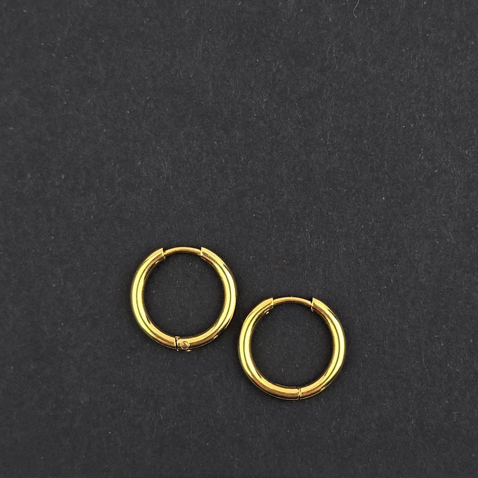 Gold Earring Hoops, 15.5mm
