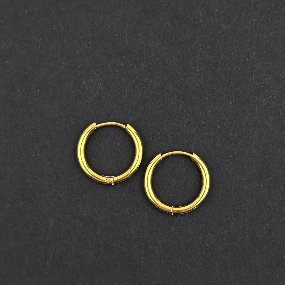 Gold Earring Hoops, 16mm