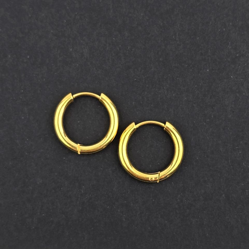 Gold Earring Hoops, 16.5mm