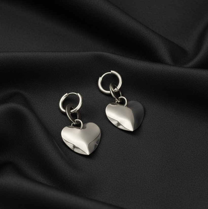 Heart Drop Earring Hoops