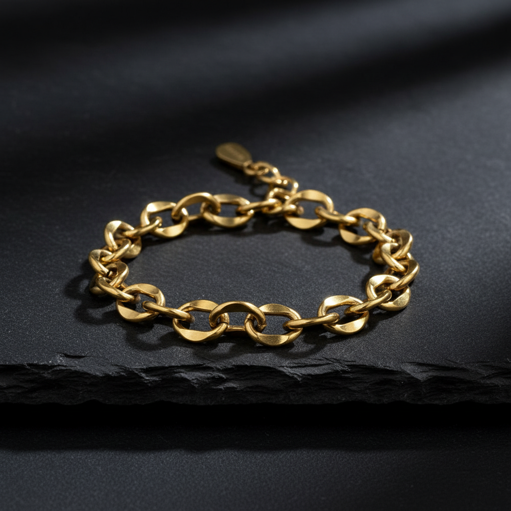 Gold Hammered Link Bracelet