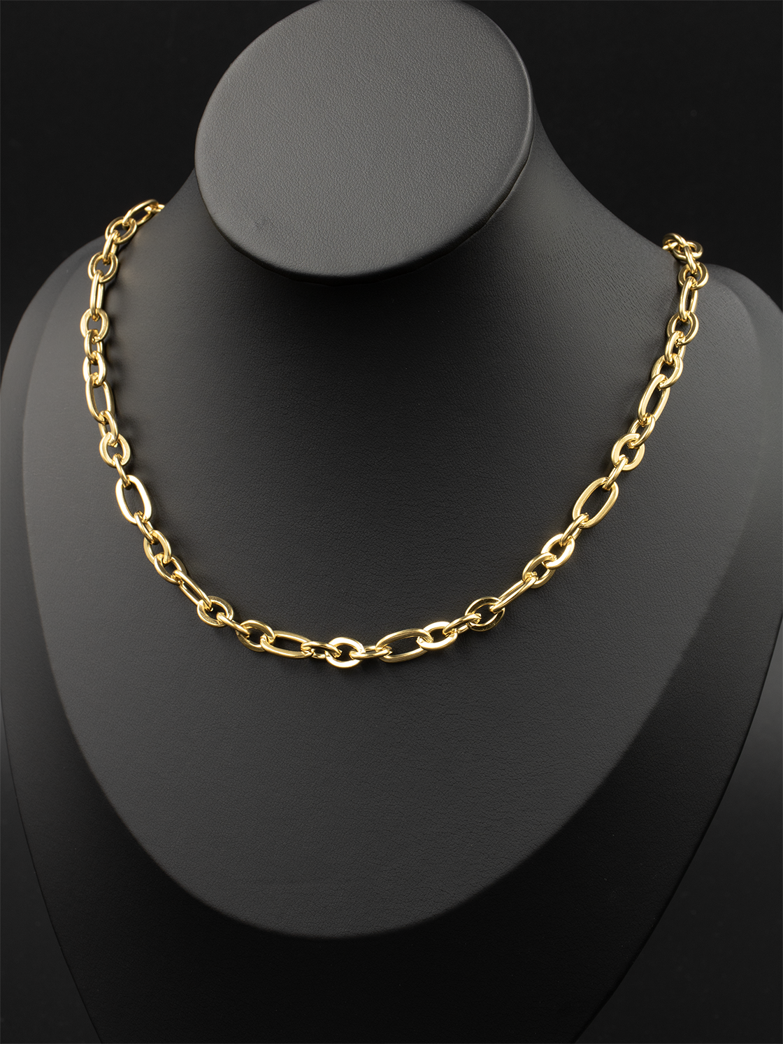 Gold Flattened Mixed Oval Link Chain / 12