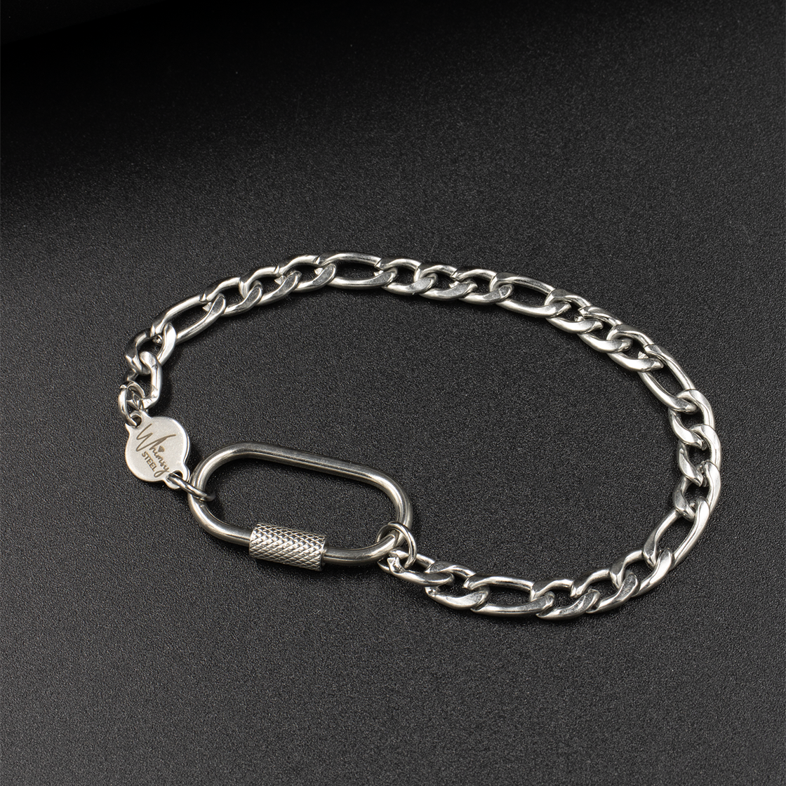 Figaro Chain Carabiner Bracelet 2 / 08