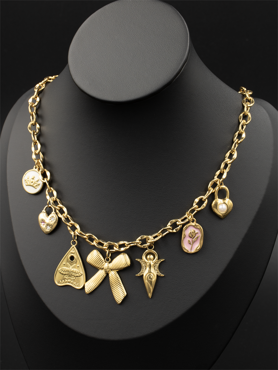 Gold Hammered Link Chain / 10