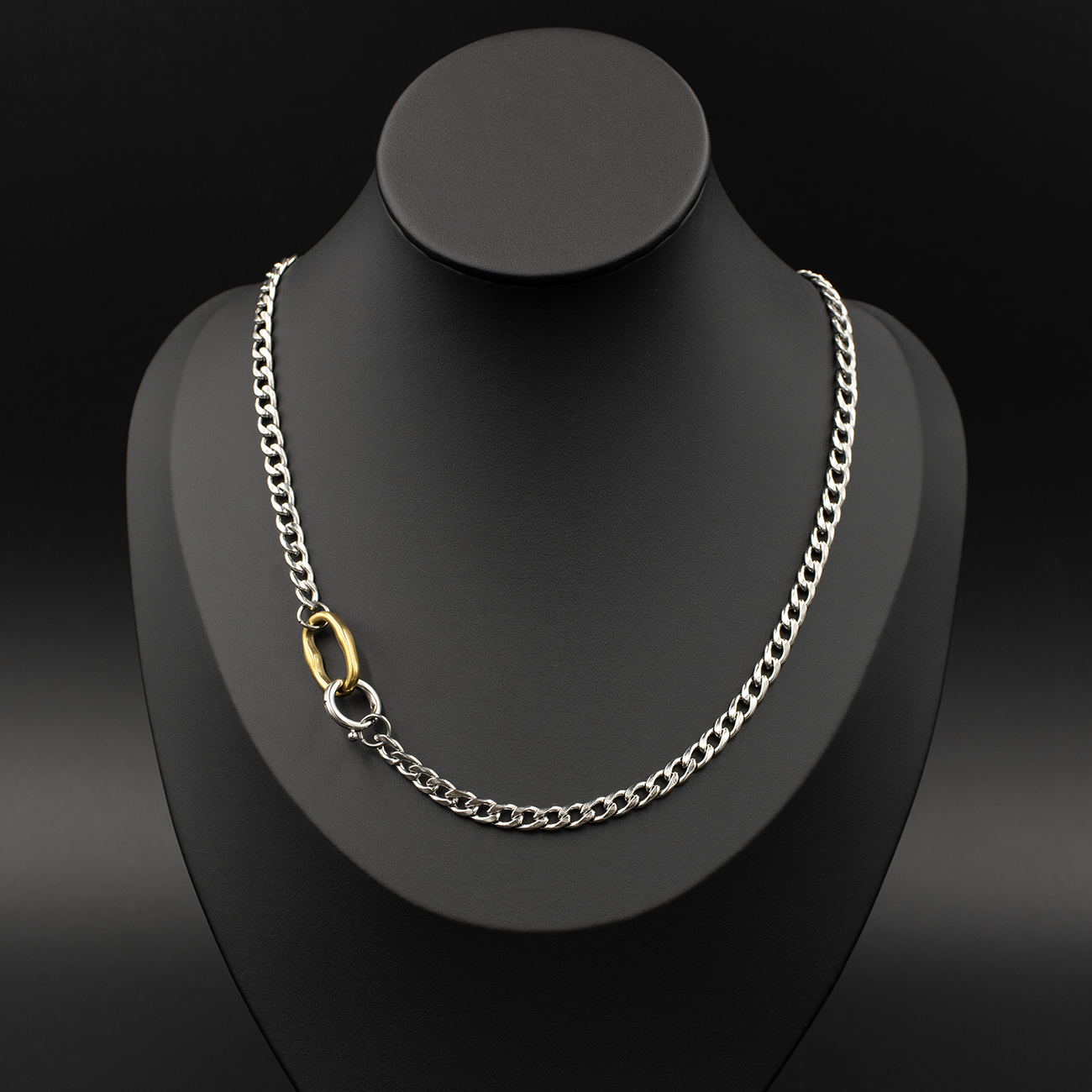 Curb Link Mixed Metal Necklace