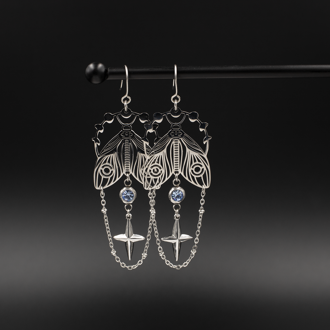 Celestial Moth Dangle Earrings