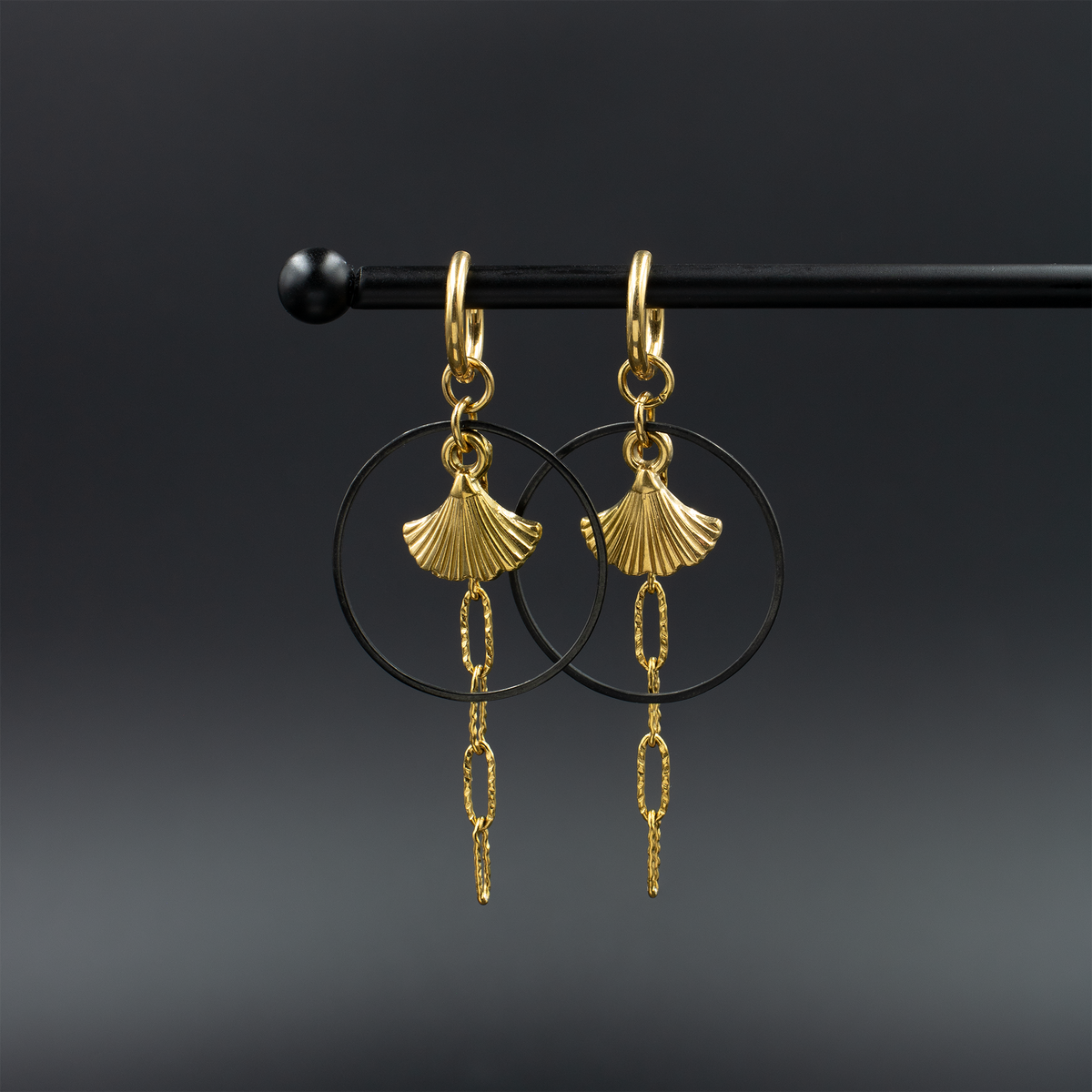Ginkgo Leaf Hoop Earrings