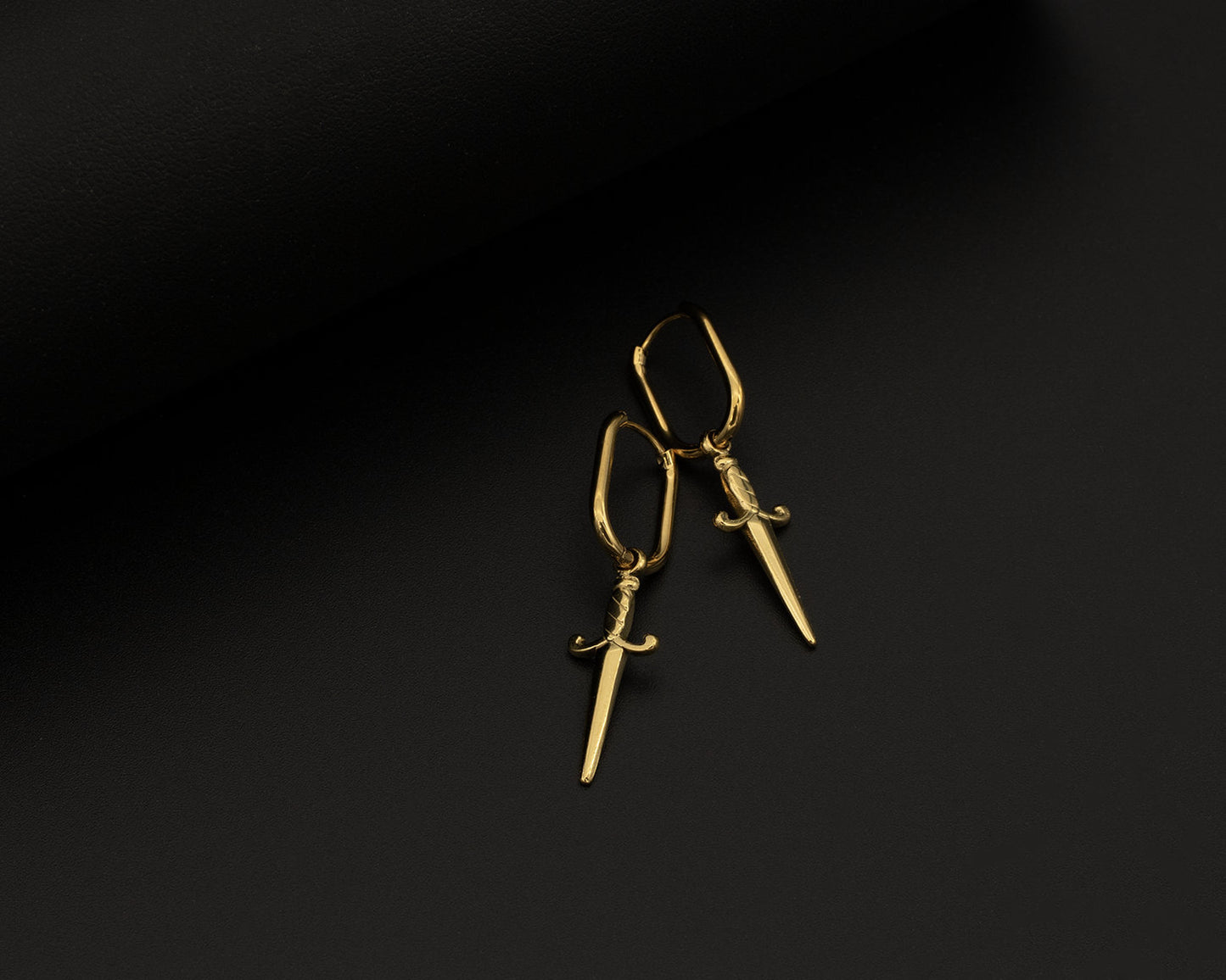Gold Dagger Hoop Earrings