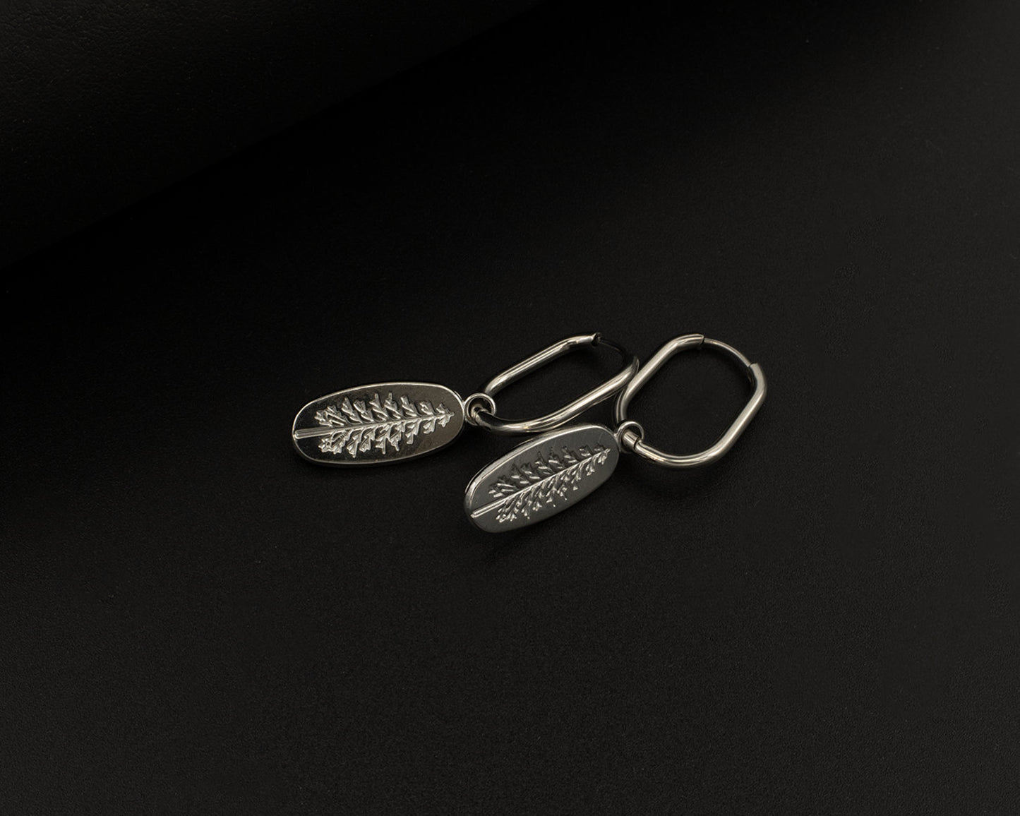 Silver Embossed Pine Tree Hoop Earrings