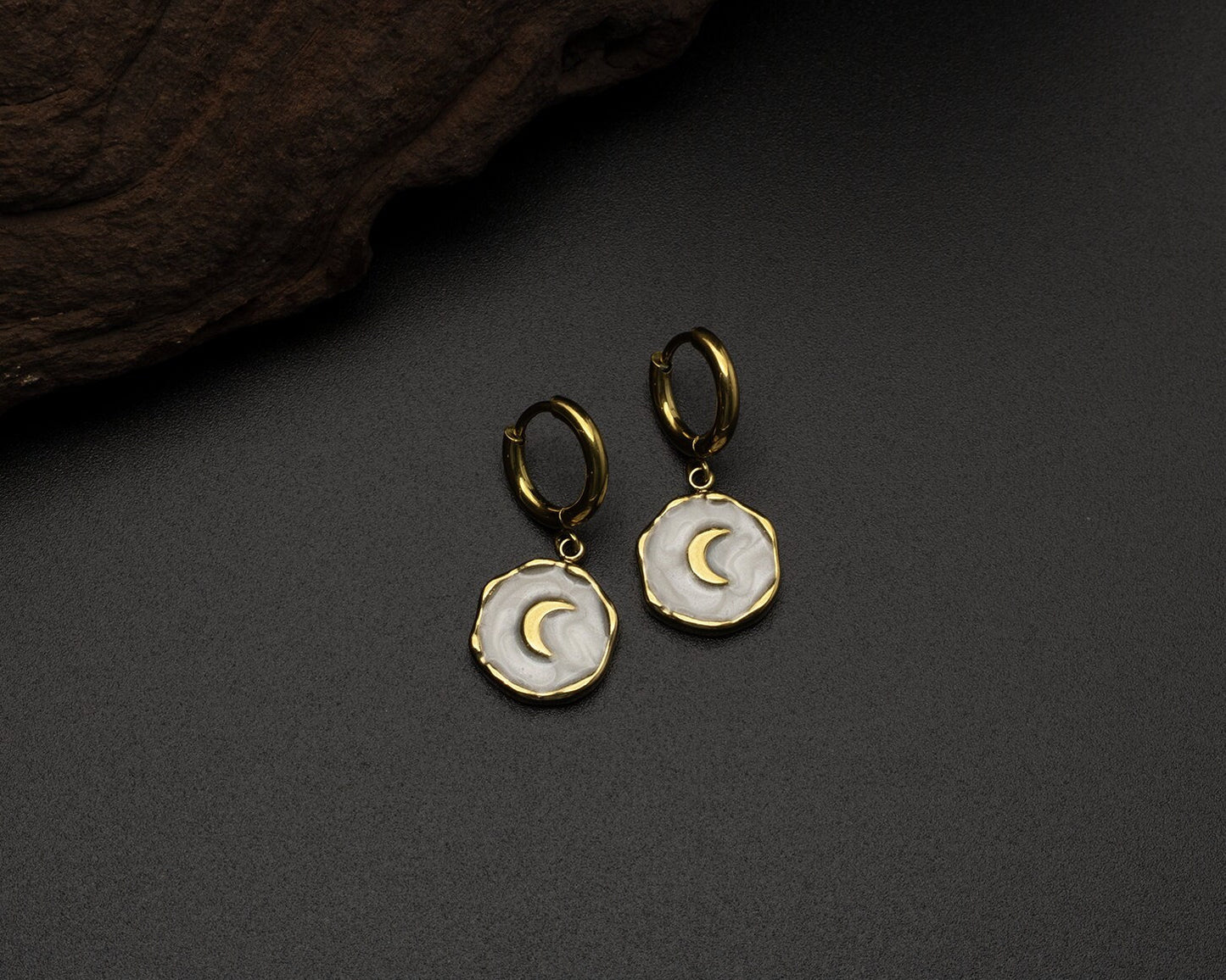 Gold Moon Hoop Earrings