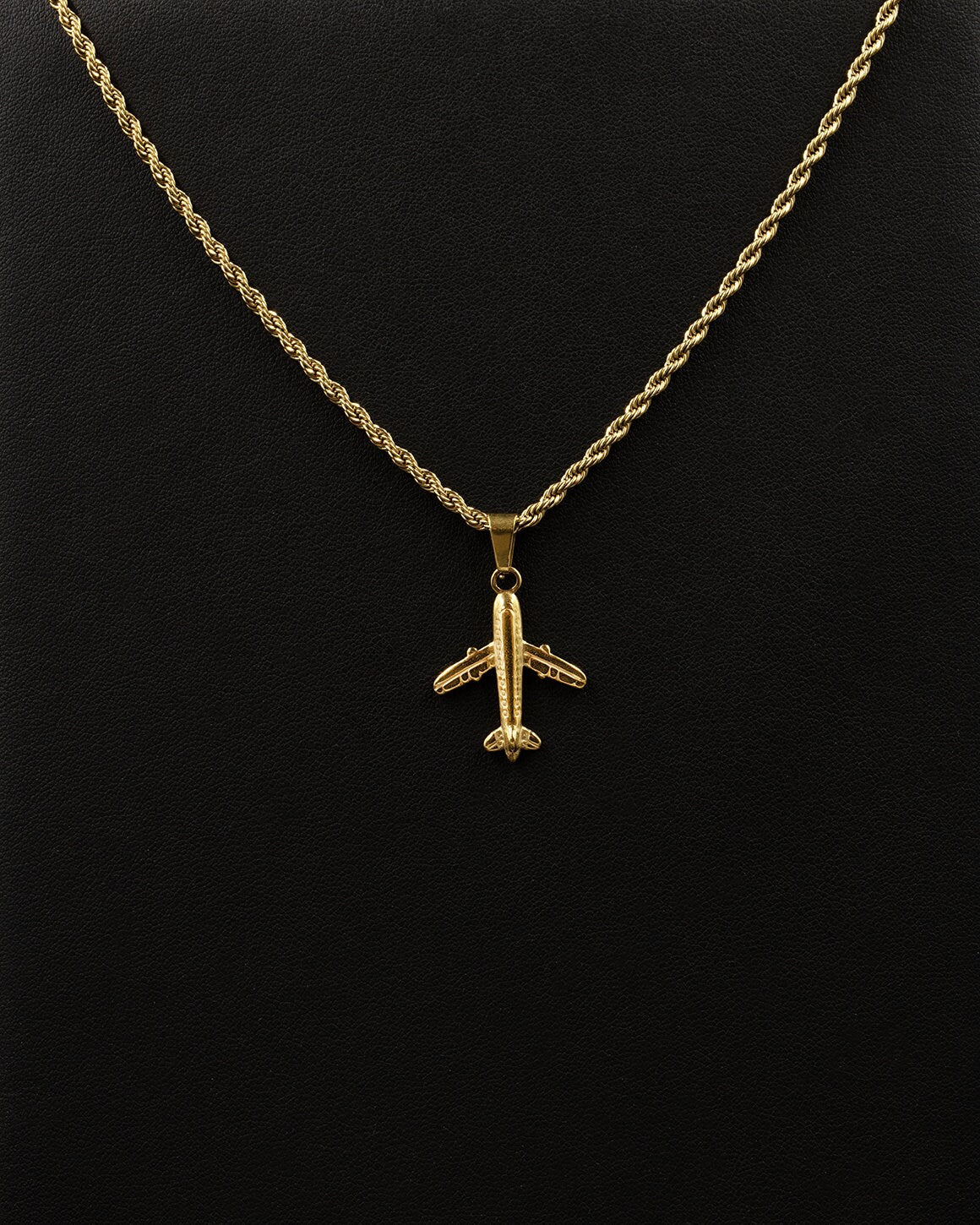Gold Airplane Necklace