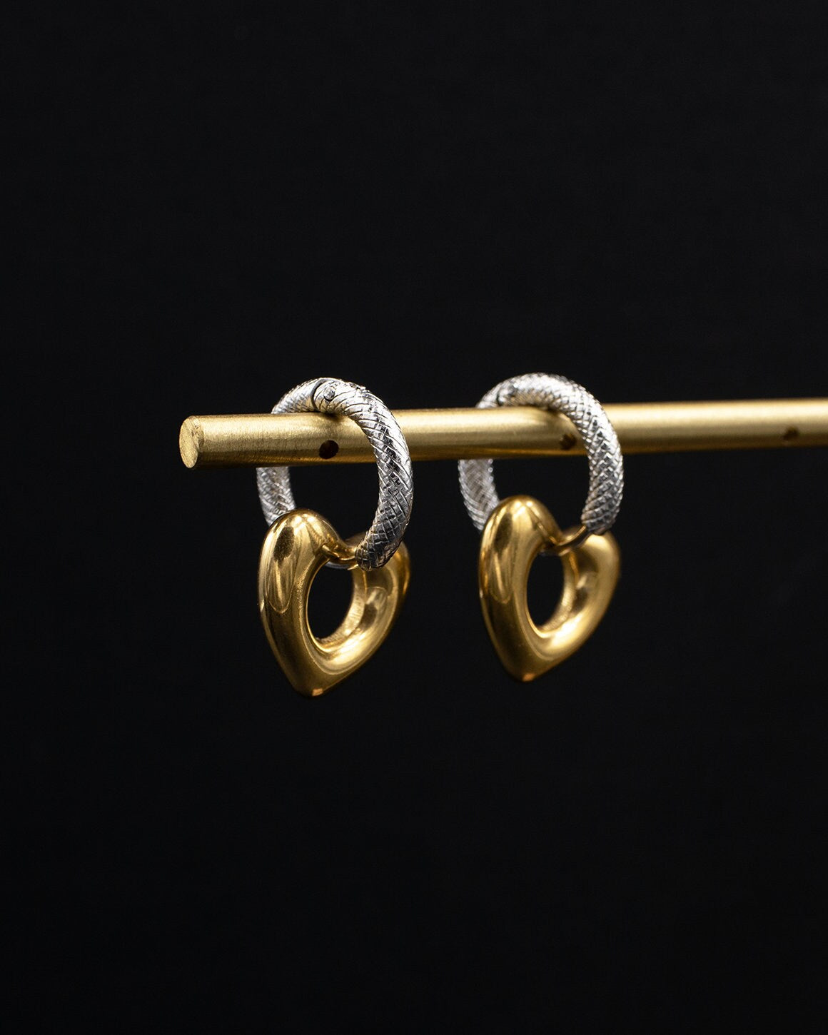 Mixed Metal Small Heart Hoop Earrings