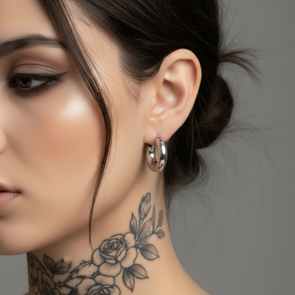 Chunky Silver Earring Hoops