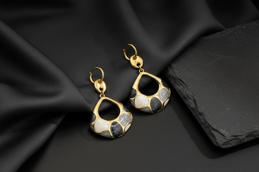 Enamel Inlay Pebble Earrings