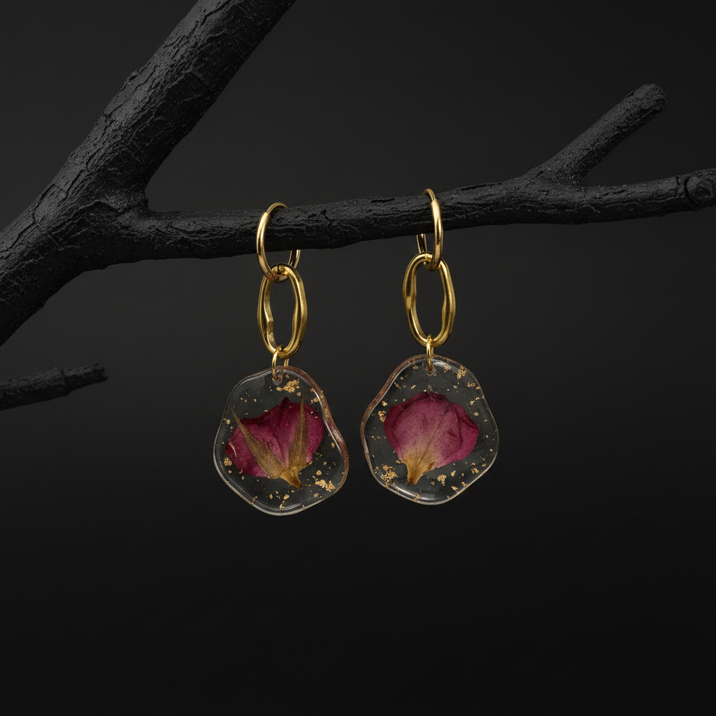 Dried Flower Dangle Earrings