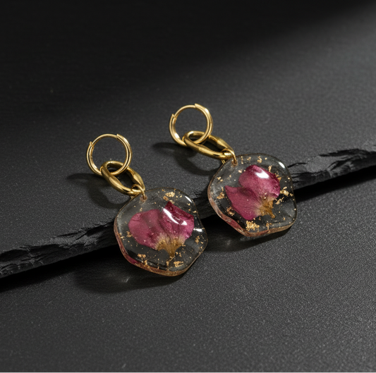 Dried Flower Dangle Earrings
