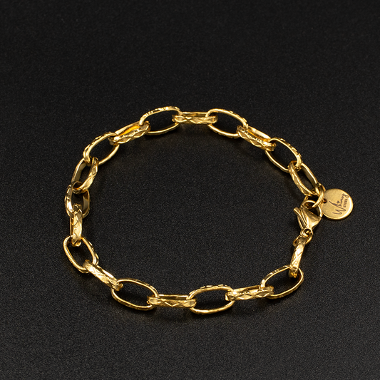 Gold Textured Links Bracelet