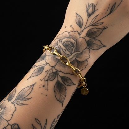 Gold Textured Links Bracelet