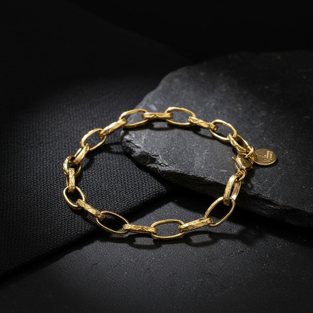 Gold Textured Links Bracelet