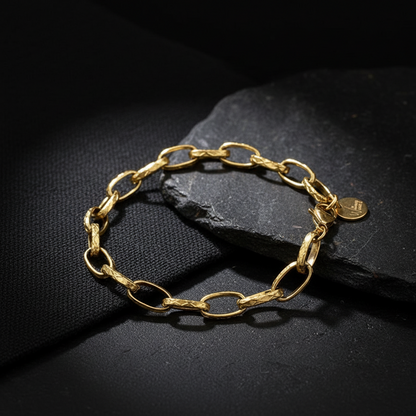 Gold Textured Links Bracelet
