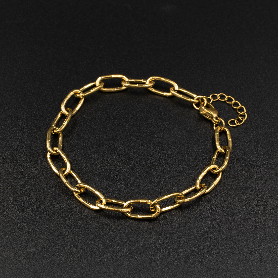 Gold Textured Paperclip Link Bracelet