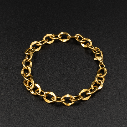 Gold Hammered Link Bracelet