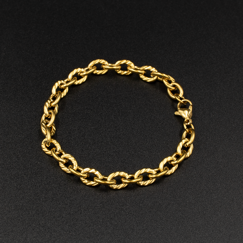 Gold Textured Link Bracelet