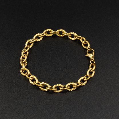 Gold Textured Link Bracelet