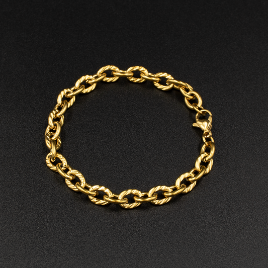Gold Textured Link Bracelet
