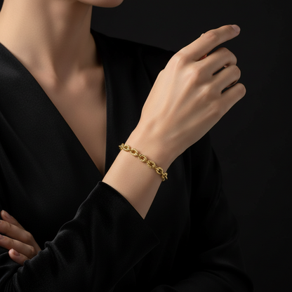 Gold Textured Link Bracelet