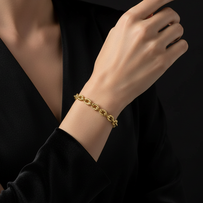 Gold Textured Link Bracelet
