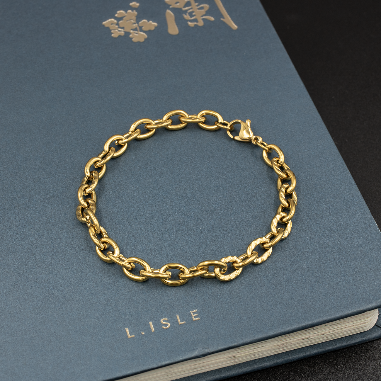 Gold Textured Link Bracelet