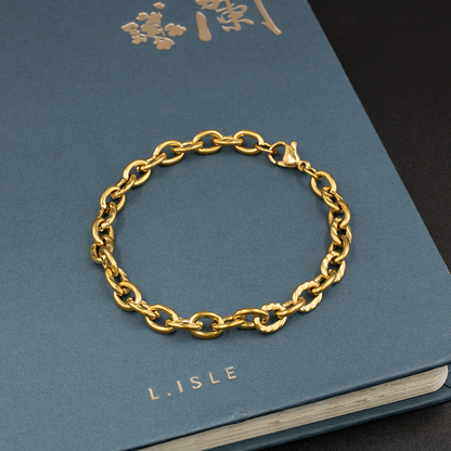 Gold Textured Link Bracelet