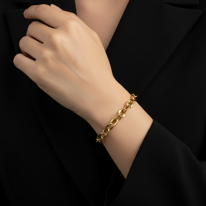 Gold Hammered Link Bracelet