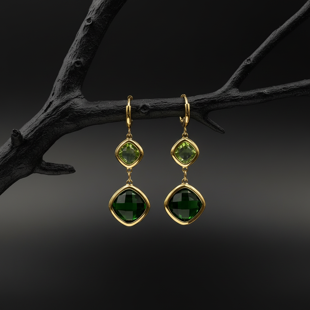 Green Crystal Earrings