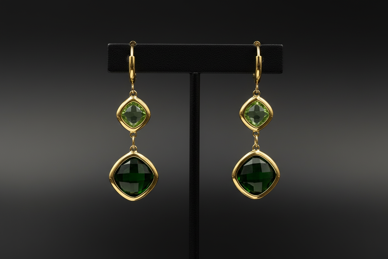 Green Crystal Earrings