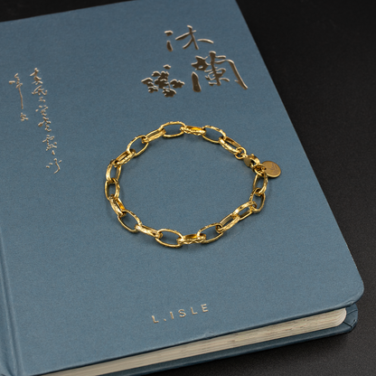 Gold Textured Links Bracelet