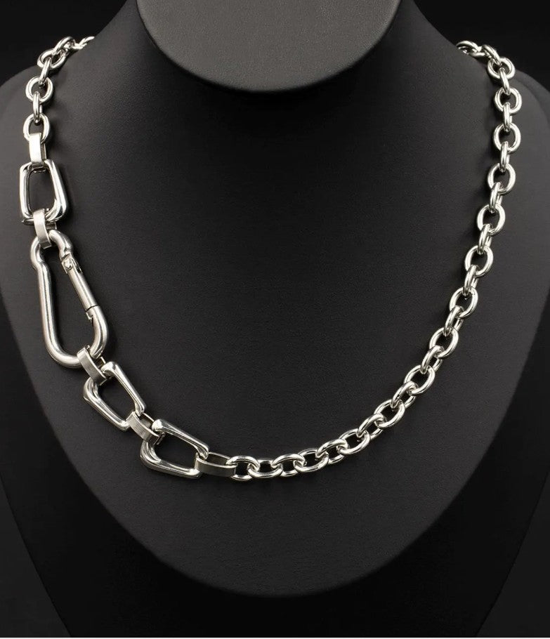 Chunky Silver Carabiner Necklace