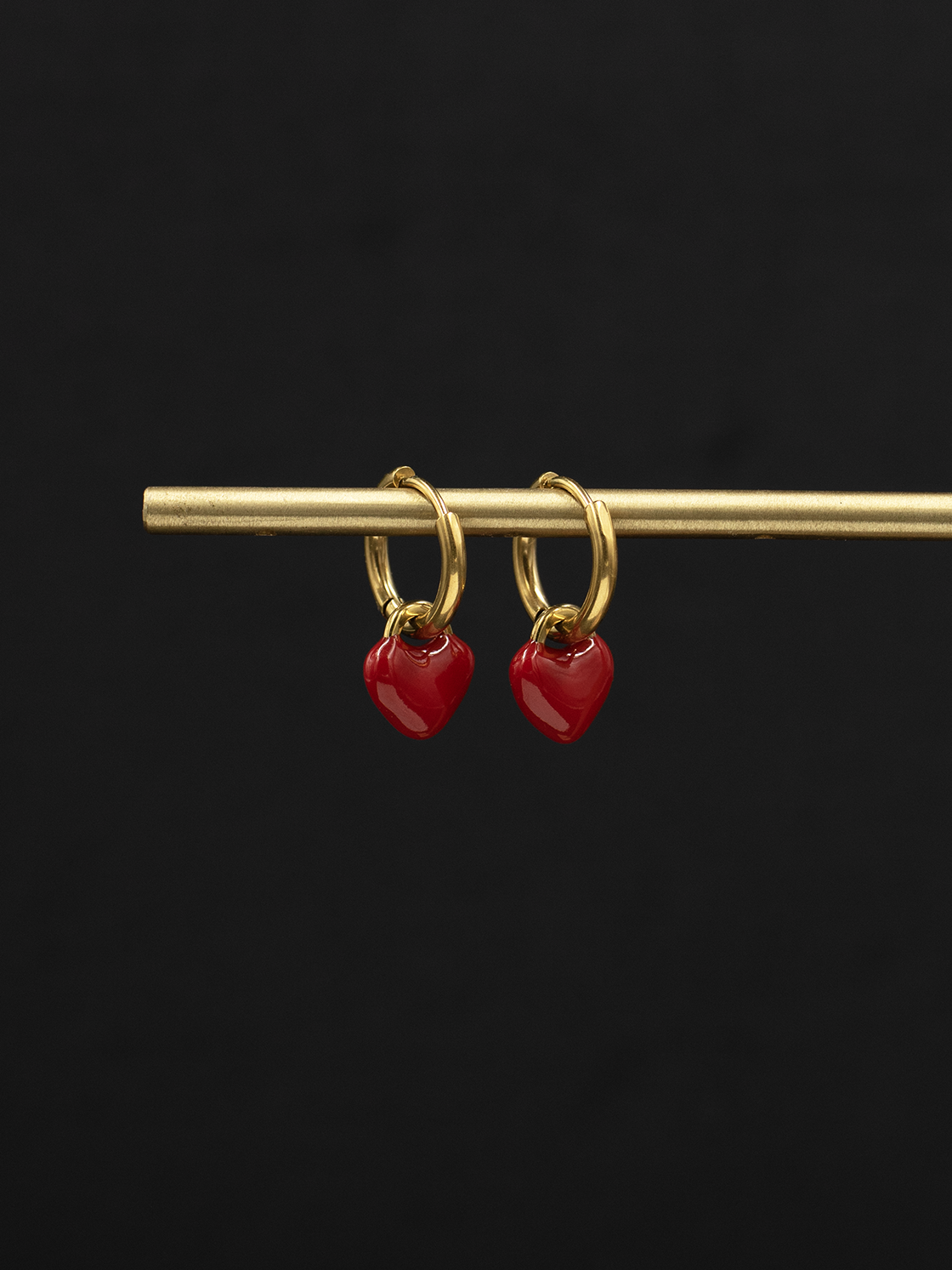 Dainty Red Heart Hoop Earrings