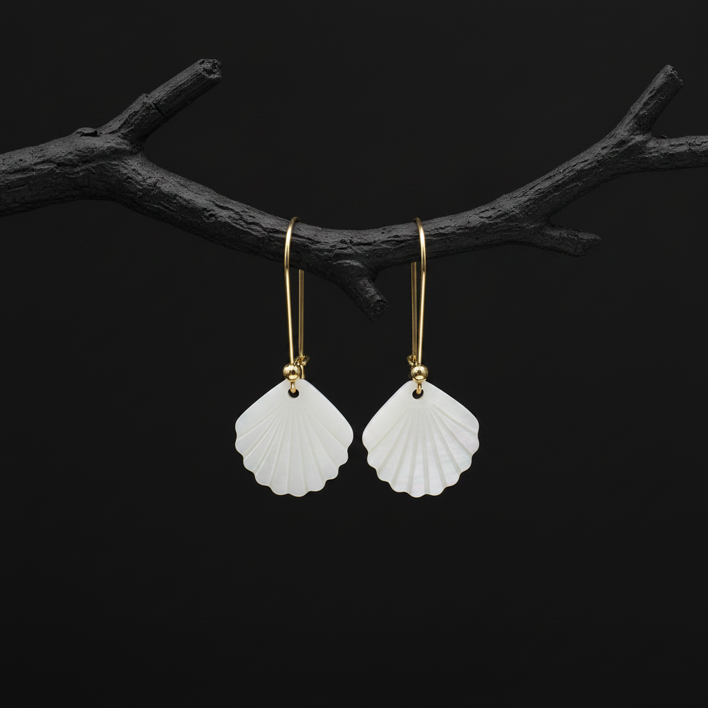 Shell Fan Drop Earrings