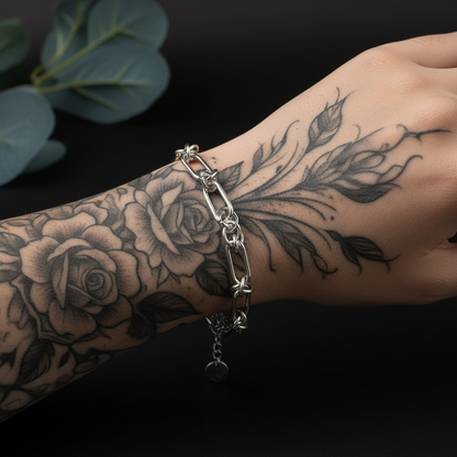 silver barbed wire style bracelet