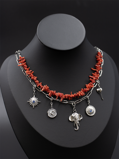 Red Coral Chip Necklace