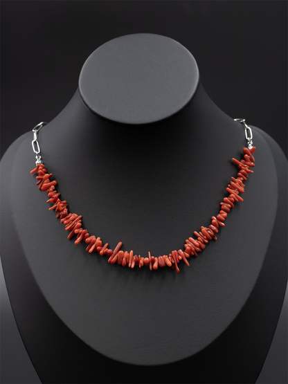 Red Coral Chip Necklace
