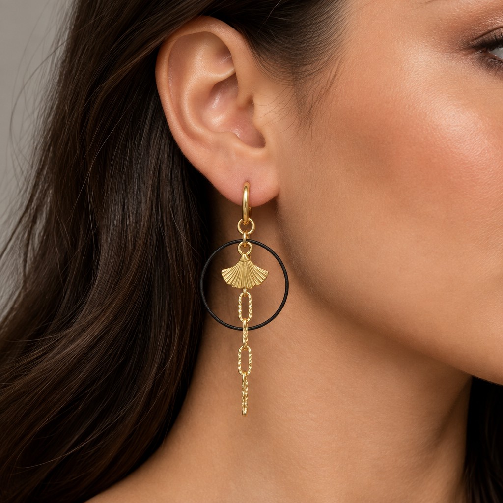 Ginkgo Leaf Hoop Earrings