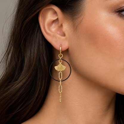 Ginkgo Leaf Hoop Earrings
