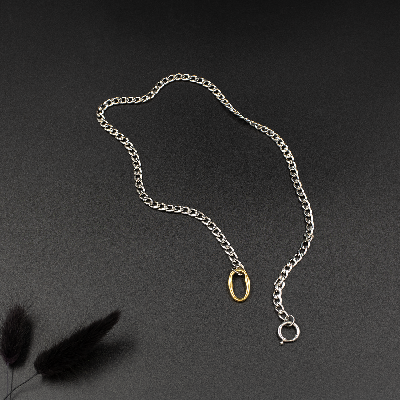 Curb Link Mixed Metal Necklace