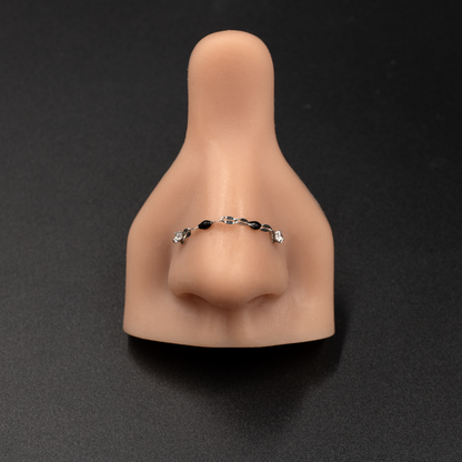 Black Beaded Double Piercings Nose Chain
